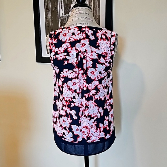 Tommy Hilfiger sz S/P blouse navy white coral - Picture 3 of 11